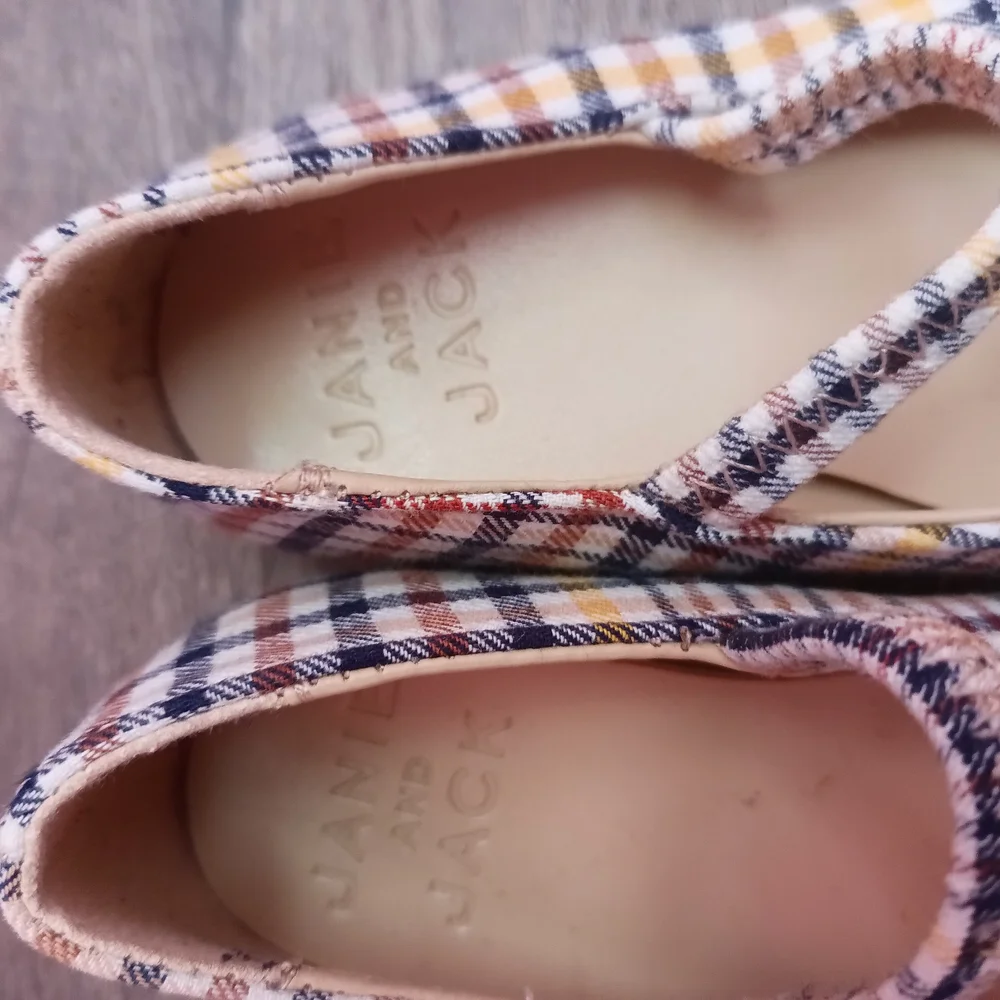 Janie and Jack Plaid Baby Shoes with Bow Accent